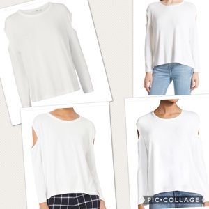 Rag & Bone Slash Cutout Long Sleeve T white small
